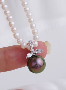 s925纯银银饰多功能开口吊坠空托配件手工制作珍珠时尚简约叶子款