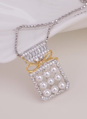 DIY手工制作珍珠项坠吊坠胸花银饰 s925纯银挂坠不含链空托配件