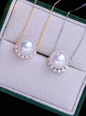 珍珠吊坠配件 s925纯银含项链 配件套链 diy吊坠项坠空托手工饰品