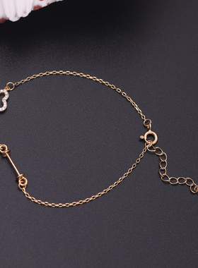 s925纯银银饰配件珍珠饰品diy手工制作葫芦爱心手链手串空托配