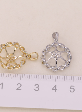 DIY手工制作珍珠项坠不含珍珠单个藤蔓吊坠银饰 s925纯银吊坠配件