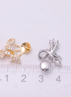 DIY手工制作珍珠项坠吊坠银饰 s925纯银挂坠不含链半成品空托配件