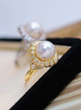 s925纯银戒指环 银饰开口可调节珍珠戒指托 DIY手工制作银配件