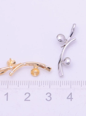 DIY手工制作珍珠项坠双珠吊坠银饰 s925纯银挂坠不含链半成品配件