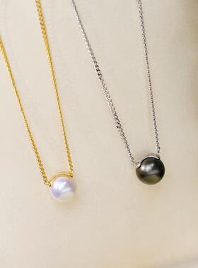 珍珠吊坠配件 s925纯银含项链 配件套链 diy吊坠项坠空托手工饰品