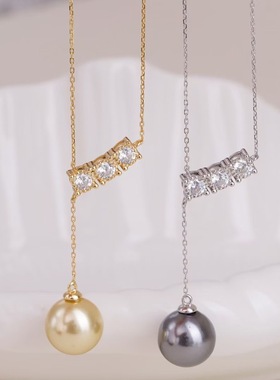 珍珠吊坠配件 s925纯银含项链 配件套链 diy项坠空托手工制作饰品