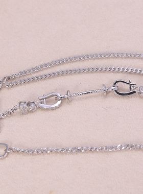 珍珠吊坠配件 s925纯银含项链 全孔古巴配件套链 diy项坠手工饰品