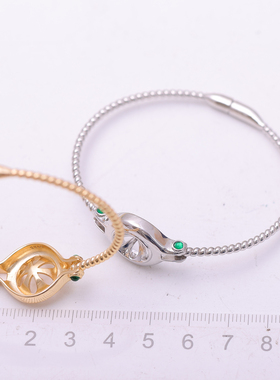 s925纯银银饰手镯配件珍珠饰品diy手工制作磁吸手环空托配10-11mm