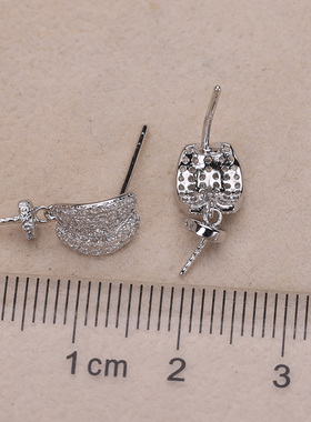 s925纯银耳钉项坠两件套配件 diy手工制作珍珠吊坠不含链配件