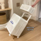 Foldable laundry basket with wheels, double layer, partitionable