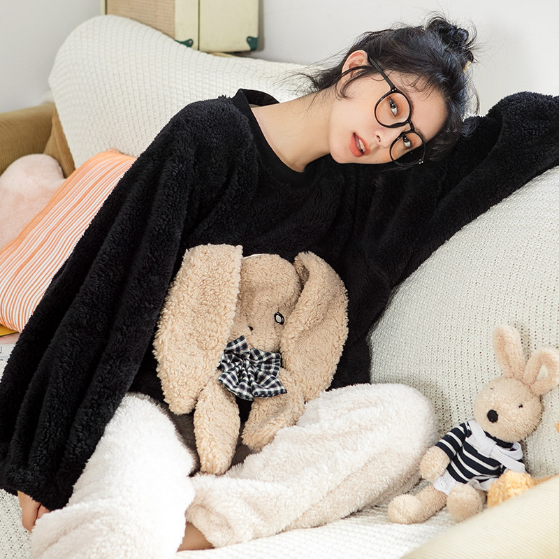 黛梦思可爱少女春秋款珊瑚绒睡衣 黛梦思睡衣/家居服套装