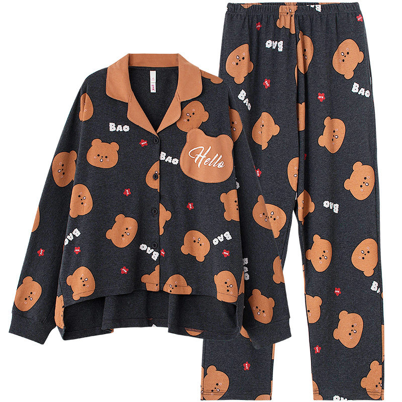 小熊奶黄包联名情侣春秋季纯棉睡衣 黛梦思睡衣/家居服套装