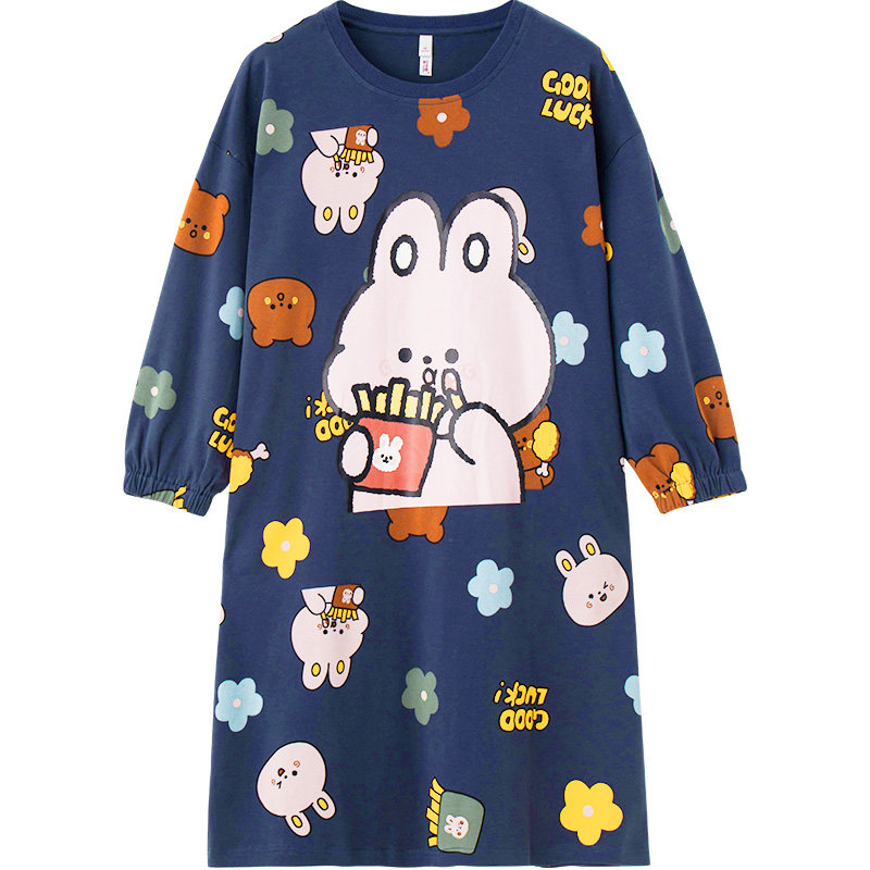 奶黄包联名春秋季纯棉长袖可爱睡裙 黛梦思睡裙