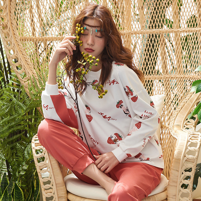 可爱纯棉春秋季长袖两件套装睡衣 黛梦思睡衣/家居服套装