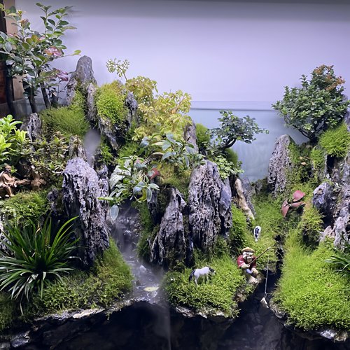 姜太公钓鱼夫假山盆景陶瓷小摆件鱼缸水族造景吸水石装饰庭院创意 - 图3