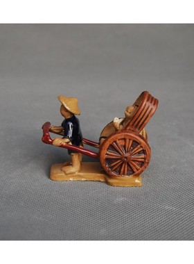 中国古代人物公仔车夫假山书房