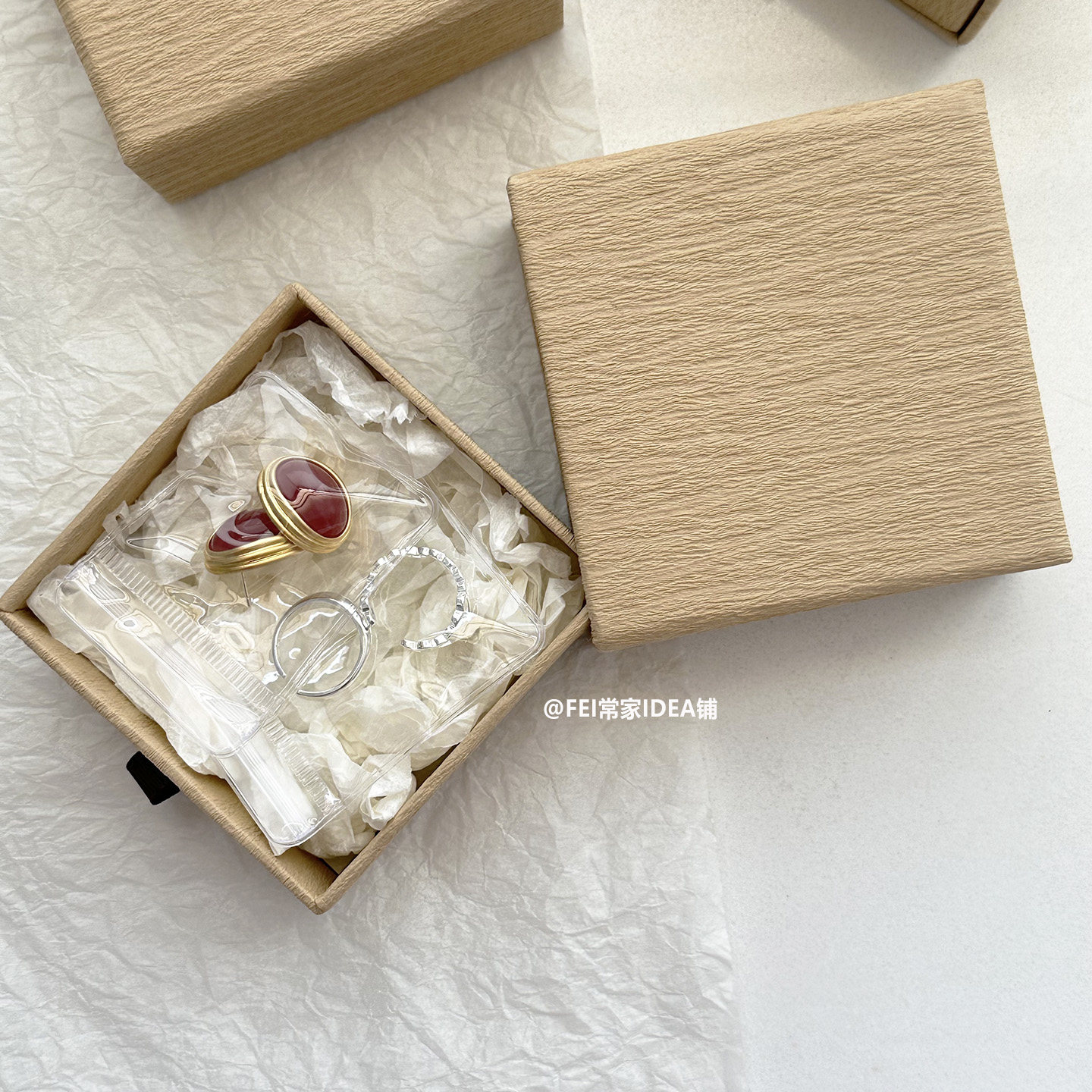 ins风原木色礼物盒小号简约法复古方形抽屉盒耳饰戒指礼品包装盒,淘宝优惠券,粉丝福利购,淘宝优惠卷