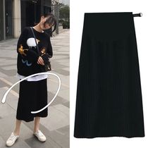 Pregnancy Woman Dress Half Body Dress Spring Fall Outside Wearing Knit Dresses Nemesis Red Fashion Tutor in Belly Autumn Winter Skirt