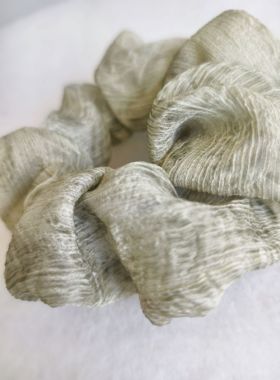 清寂屿原创设计饰品新款简约褶皱感天丝麻料大肠发圈扎头绳肠圈