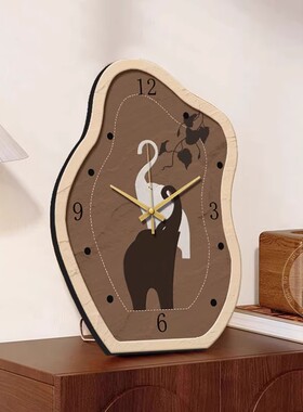 中古原木风桌面时钟摆台小众摆件