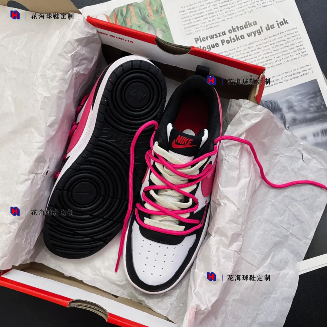 花海球鞋定制 Nike Court Borough Low活力三勾低帮泼墨女款板鞋-图2