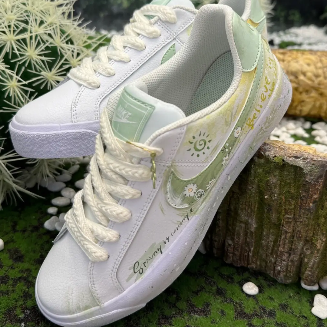 球鞋定制 Nike Court Royale 薄荷种子清新泼墨手绘低帮男女板鞋,淘宝优惠券,粉丝福利购,淘宝优惠卷