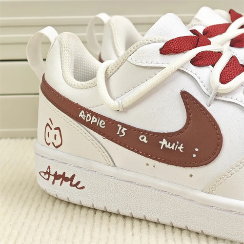 球鞋定制 Nike Court Borough Low 白红简约低帮复古百搭解构板鞋 - 图2
