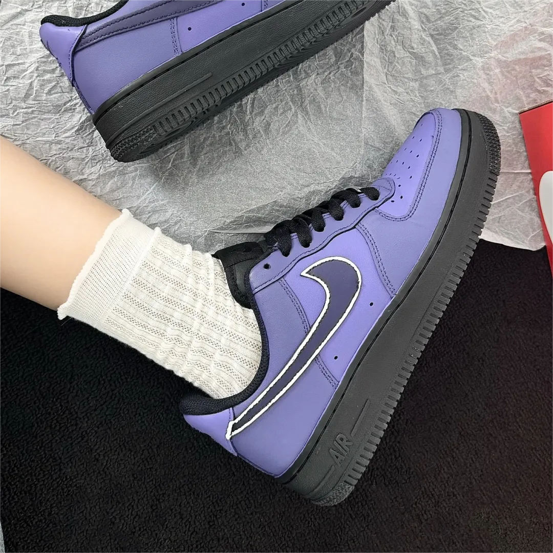球鞋定制 Nike Air Force 1 空军一号紫龙虾低帮男女百搭复古板鞋 - 图1