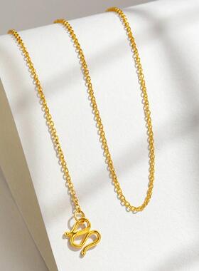 镀金项链女锁骨素链O字链送女友钛钢沙金