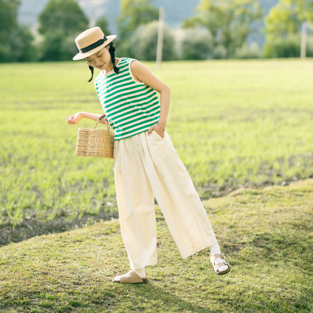 古苔「宝藏裤子」夏季轻薄舒适感阔腿裤休闲裤子慵懒风女GOODTIME - 图1