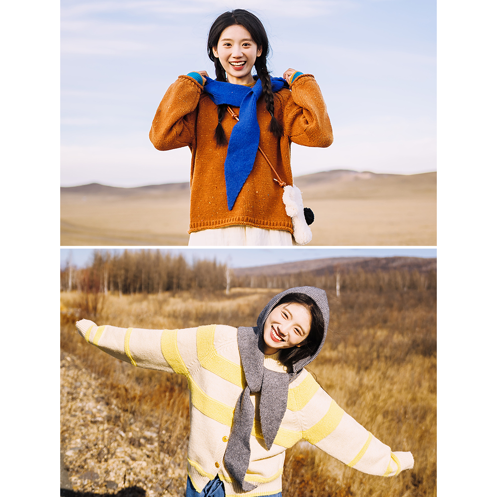 古苔 帽控 日系文艺感巴拉克拉法帽秋冬围脖围巾一体显脸小针织帽 - 图2