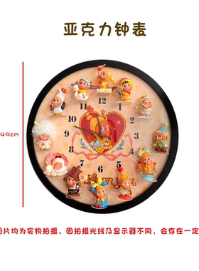 星星人怦然星动盲盒钟表diy收纳展示圆形钟表相框挂钟展示框