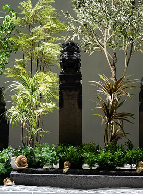 仿真新中式青龙白虎朱雀r玄武麒麟方柱子立柱景观造景园林装饰摆