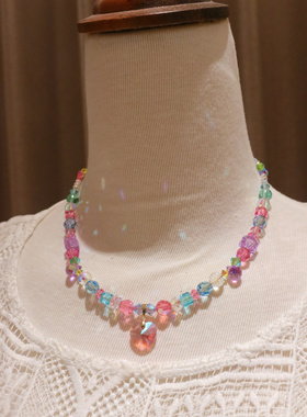 公主风施华洛水晶精致项链锁骨链