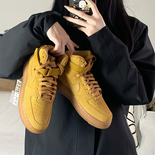向往体育耐克Nike AF1 Force1男女空军小麦BQ5485-700 CK0262-700 - 图1
