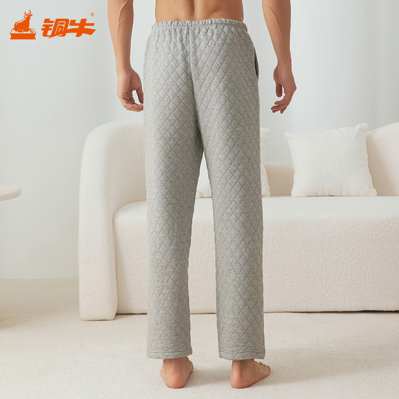 铜牛原液千鸟格暖棉家居男裤 秋冬裤子男保暖休闲NK176 - 图2