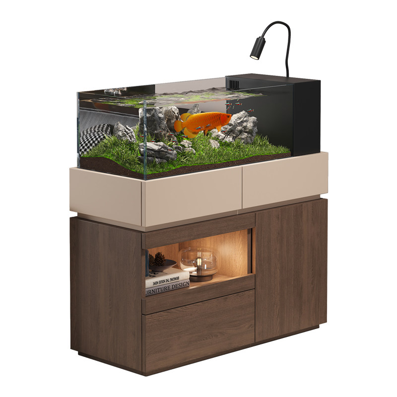 实木鱼缸柜胡桃木色收纳茶水柜储物简约家用客厅沙发多功能侧边柜,淘宝优惠券,粉丝福利购,淘宝优惠卷