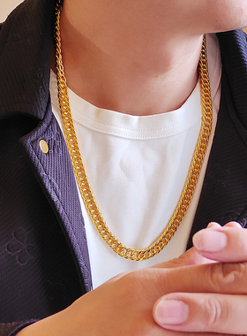 金包银古巴项链福字扣马鞭老板链