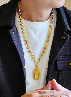 金包银佛头吊坠项链情侣男女新款