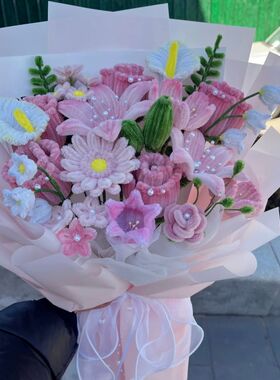 手工DIY仿真花束把扭棒材