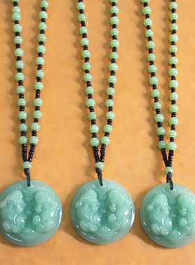 跑江湖夜市双貔貅毛衣链玉石吊坠