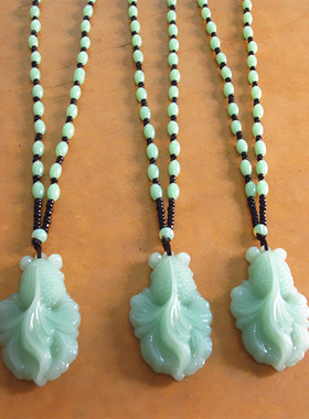 琉璃翡翠绿玉髓挂饰项链吊坠新品