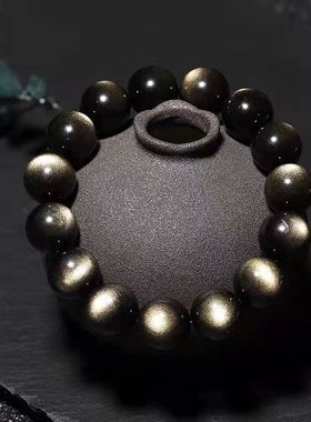 金曜石手串 双金眼线眼效应金曜石手链饰品民族风黑曜石佛珠