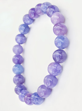 坦桑石梦幻紫龙晶熏衣草单圈男女款手链8mm简约创意蓝玛瑙蓝色珠