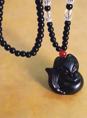 民族风黑曜石挂坠毛衣链时尚饰品