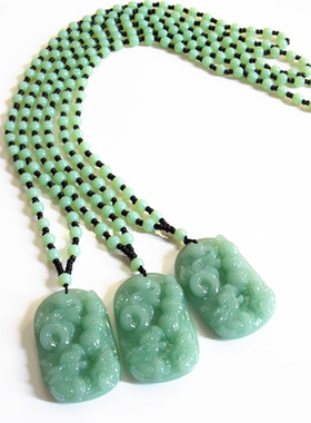 仿玉石翡翠长款毛衣链