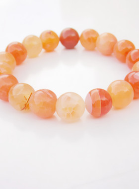 玛瑙桔红龙纹石手链10mm龙鳞石佛珠爆花石男女情侣水晶手串宝石