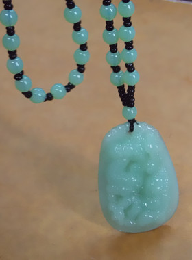 跑江湖马来玉翡翠双貔貅毛衣链