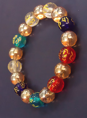 烫金六字箴言佛珠手链