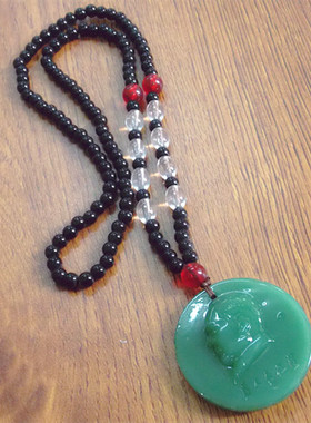 碧玉人物吊坠长款挂脖项链饰品